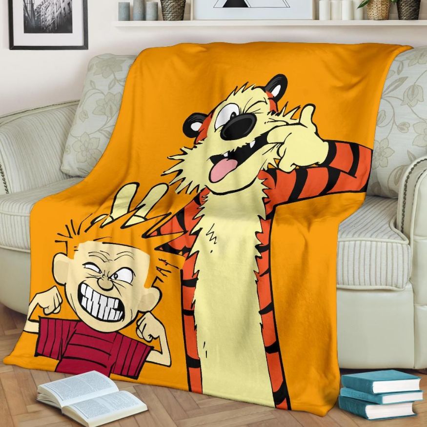 Calvin And Hobbes Orange Fleece Blanket Gift For Fan, Premium Comfy Sofa Throw Blanket Gift Calvin And Hobbes Orange Fleece Blanket Gift For Fan, Premium Comfy Sofa Throw Blanket Gift