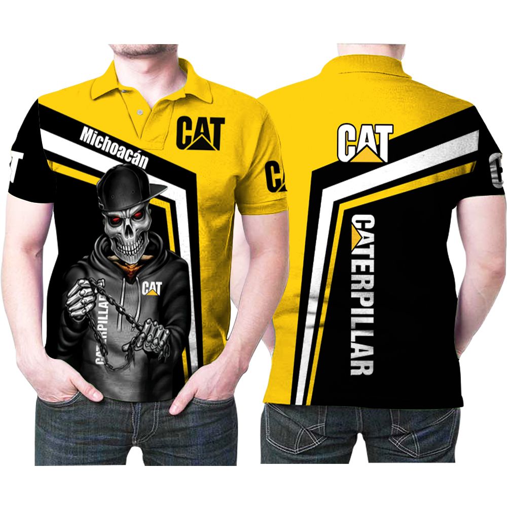 Caterpillar Construction Machinery And Equipment Company Logo Brand Hip Hop Skelelton Gift For Caterpillar Lovers Polo Shirt Caterpillar Construction Machinery And Equipment Company Logo Brand Hip Hop Skelelton Gift For Caterpillar Lovers Polo Shirt