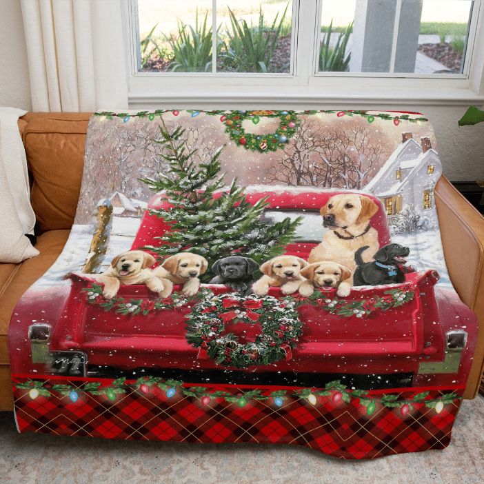 Christmas Gift , Merry Christmas Dog In Red Truck Comfy Sofa Throw Blanket Gift Christmas Gift , Merry Christmas Dog In Red Truck Comfy Sofa Throw Blanket Gift