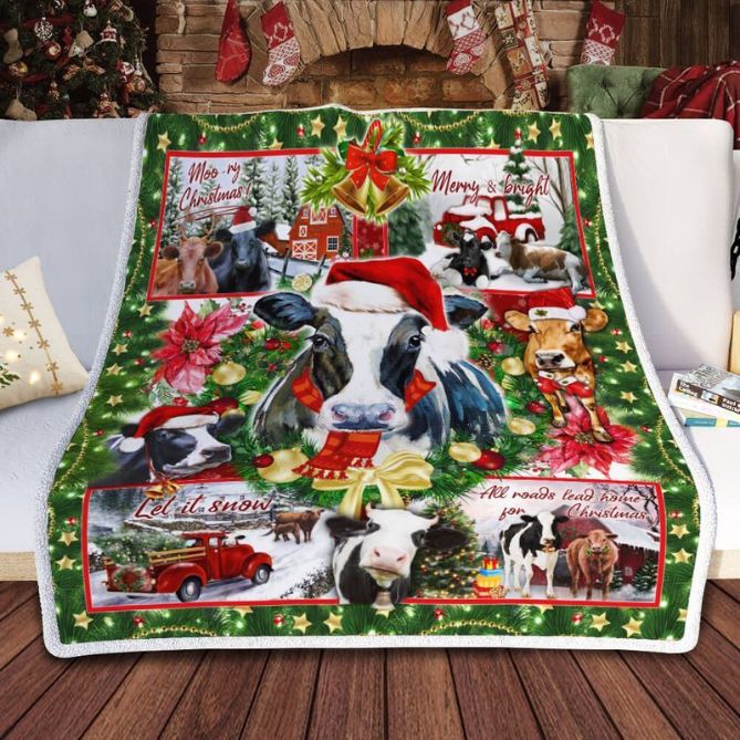 Cows Merry Christmas Premium Comfy Sofa Throw Blanket Cows Merry Christmas Premium Comfy Sofa Throw Blanket