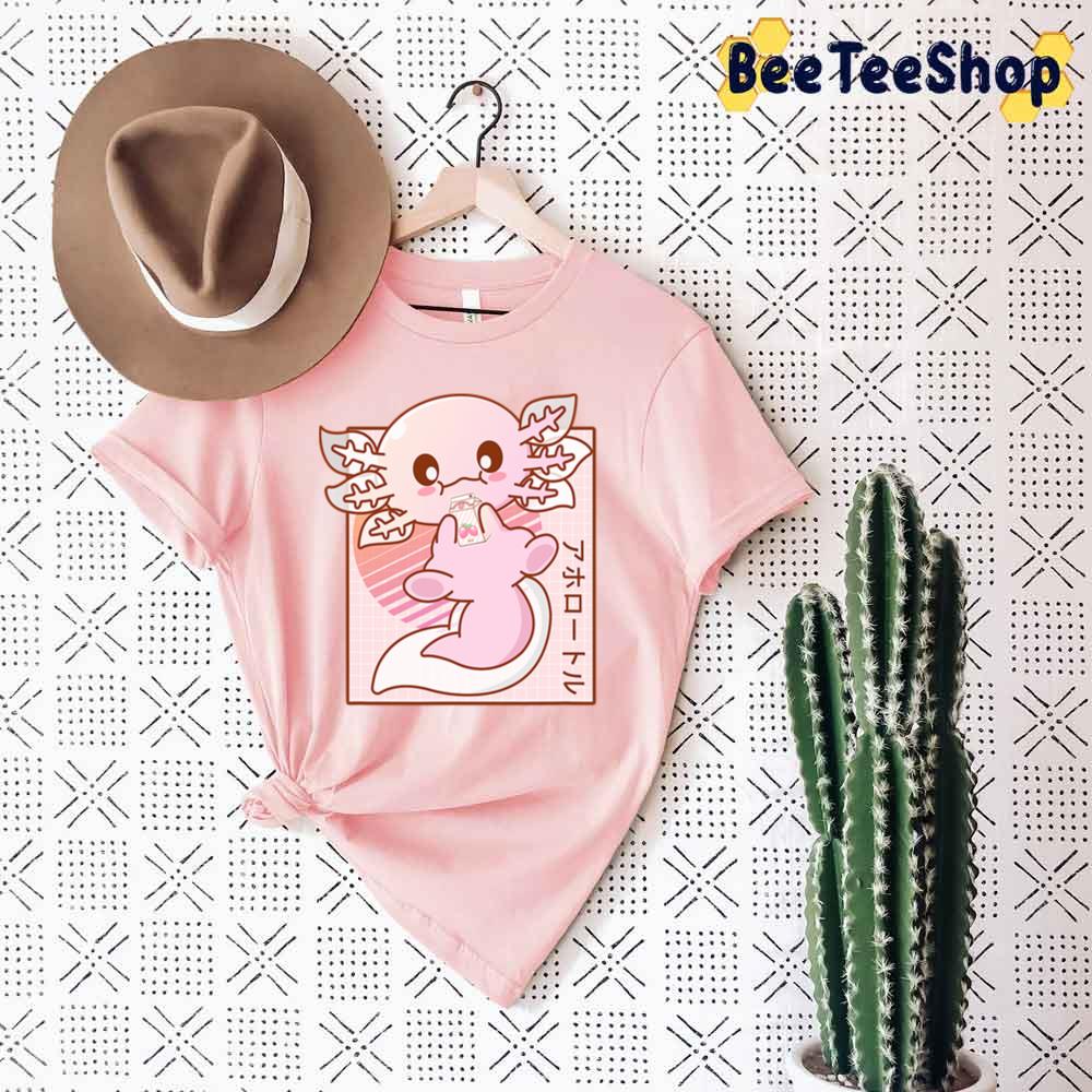 Cute Kawaii Axolotl Strawberry Milk Japanese Unisex T-Shirt Cute Kawaii Axolotl Strawberry Milk Japanese Unisex T-Shirt