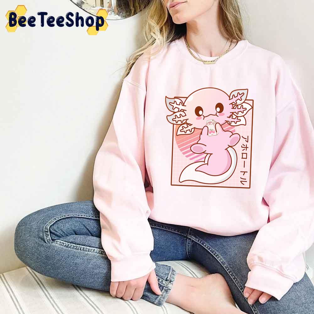 Cute Kawaii Axolotl Strawberry Milk Japanese Unisex T-Shirt Cute Kawaii Axolotl Strawberry Milk Japanese Unisex T-Shirt