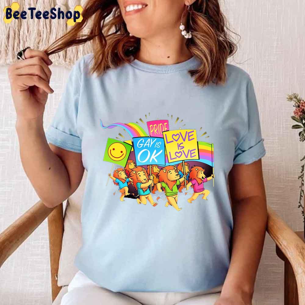 Cute Lion Pride Rally Graphic Happy Pried Month Unisex T-Shirt Cute Lion Pride Rally Graphic Happy Pried Month Unisex T-Shirt
