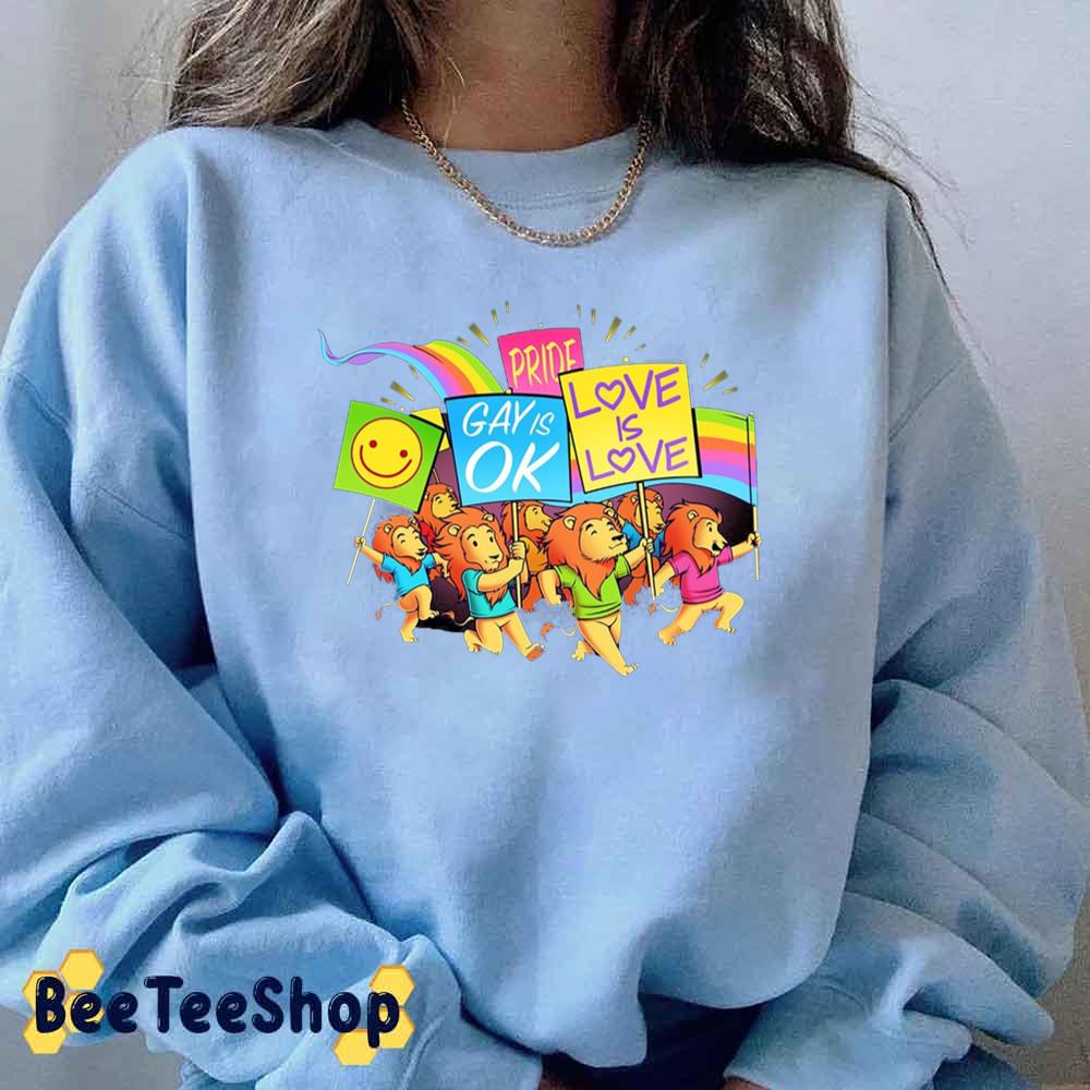 Cute Lion Pride Rally Graphic Happy Pried Month Unisex T-Shirt Cute Lion Pride Rally Graphic Happy Pried Month Unisex T-Shirt