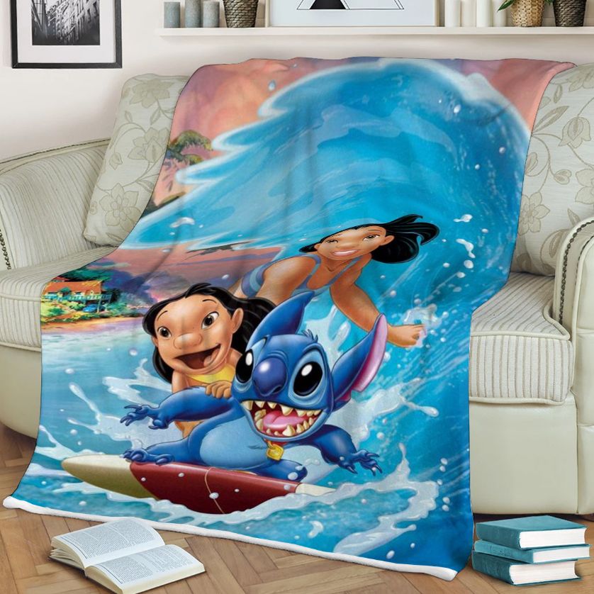 Disney Lilo And Stitch Summer Beach Lover , Disney Lilo And Stitch Summer Beach Gift For Fan Comfy Sofa Throw Blanket Gift Disney Lilo And Stitch Summer Beach Lover , Disney Lilo And Stitch Summer Beach Gift For Fan Comfy Sofa Throw Blanket Gift