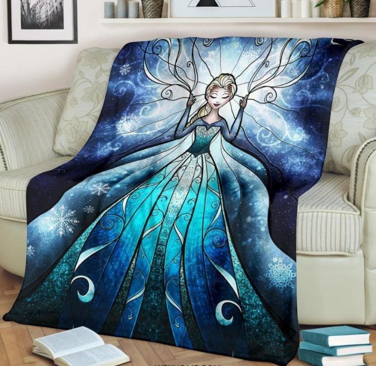 Elsa Princess Stain Glasses Style Cartoon Best Seller Fleece Blanket Gift For Fan, Premium Comfy Sofa Throw Blanket Gift Elsa Princess Stain Glasses Style Cartoon Best Seller Fleece Blanket Gift For Fan, Premium Comfy Sofa Throw Blanket Gift