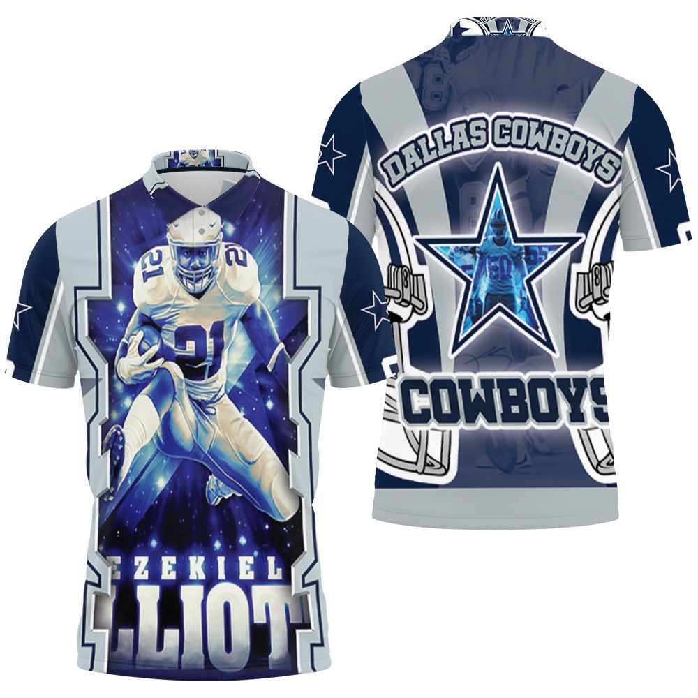 Ezekiel Elliott #21 Nfc East Division Champions Super Bowl 2021 Dallas Cowboys Polo Shirt All Over Print Shirt 3d T-shirt Ezekiel Elliott #21 Nfc East Division Champions Super Bowl 2021 Dallas Cowboys Polo Shirt All Over Print Shirt 3d T-shirt