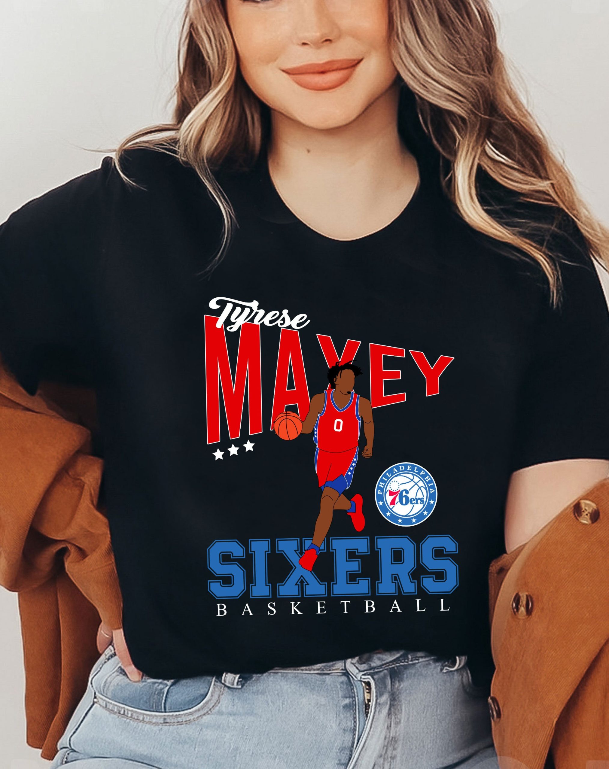 Graphic Tyrese Maxey Phila Art Philadelphia 76ers Basketball Players Unisex T-Shirt Graphic Tyrese Maxey Phila Art Philadelphia 76ers Basketball Players Unisex T-Shirt