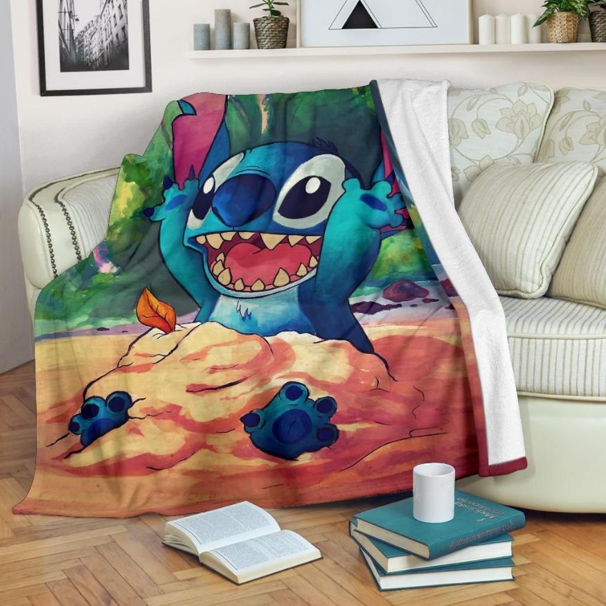 Happy Stitch Disney Fleece Blanket Gift For Fan, Premium Comfy Sofa Throw Blanket Gift Happy Stitch Disney Fleece Blanket Gift For Fan, Premium Comfy Sofa Throw Blanket Gift