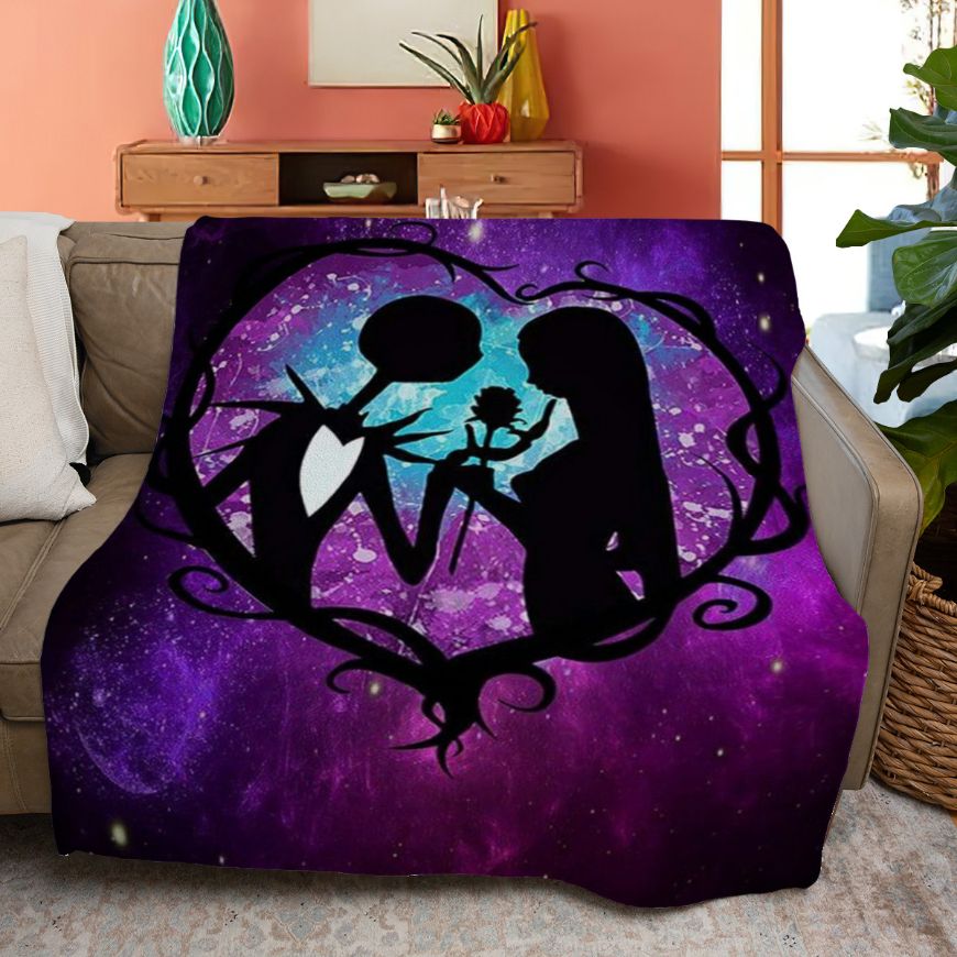 Jack Skellington And Sally Fleece Blanket Gift For Fan, Jack Skellington And Sally Together Forever Comfy Sofa Throw Blanket Gift Jack Skellington And Sally Fleece Blanket Gift For Fan, Jack Skellington And Sally Together Forever Comfy Sofa Throw Blanket Gift