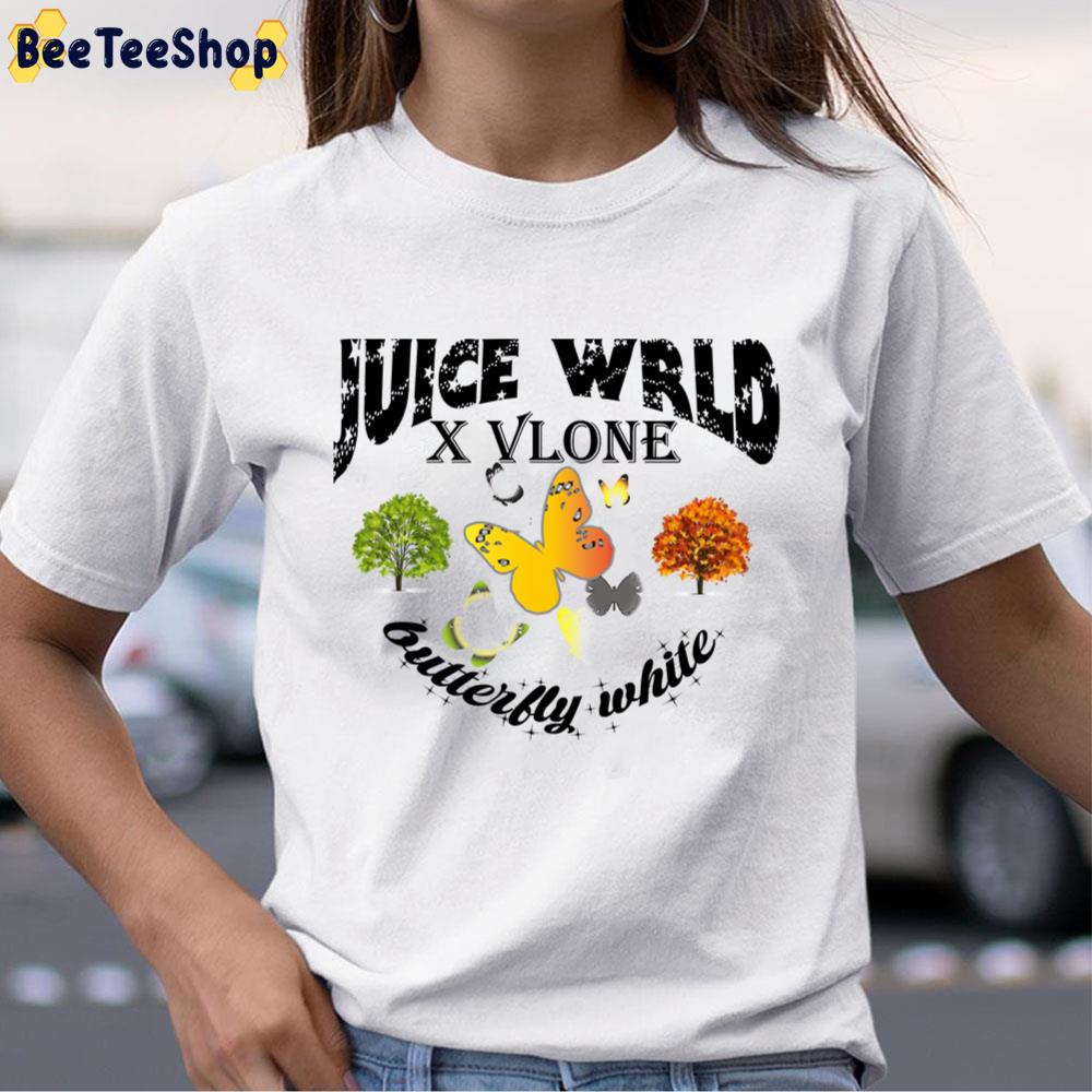 Juice Wrld X Vlone Butterfly White Unisex T-Shirt Juice Wrld X Vlone Butterfly White Unisex T-Shirt