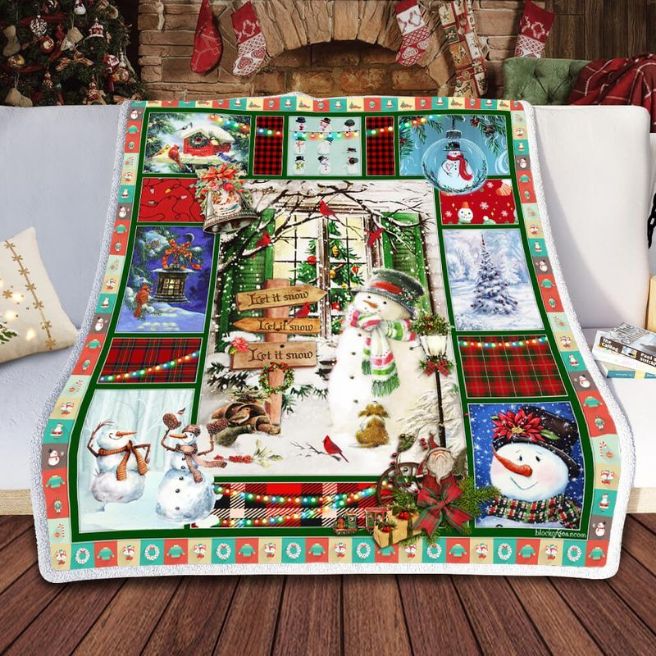 Let It Snow Snowman Merry Christmas Premium Comfy Sofa Throw Blanket Let It Snow Snowman Merry Christmas Premium Comfy Sofa Throw Blanket