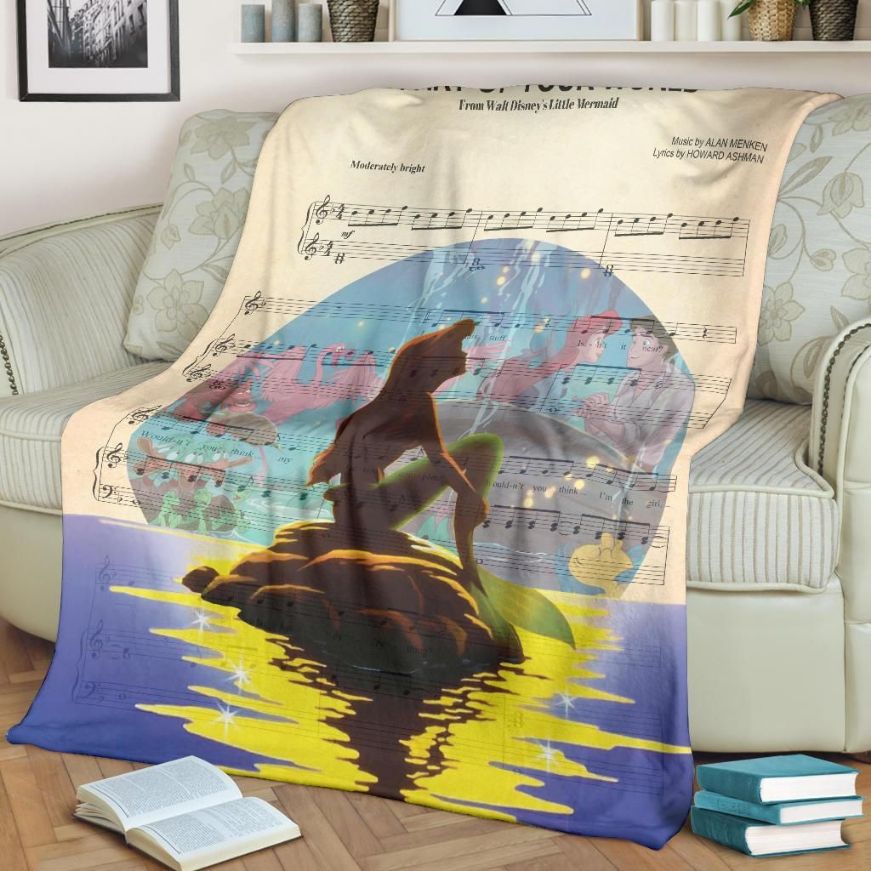 Little Mermaid Music Lyric Fleece Blanket Gift For Fan, Premium Comfy Sofa Throw Blanket Gift Little Mermaid Music Lyric Fleece Blanket Gift For Fan, Premium Comfy Sofa Throw Blanket Gift