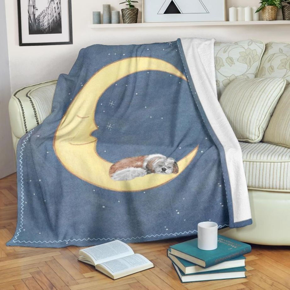Moonlight Shih Tzu Dog Lovers Fleece Blanket Gift For Fan, Premium Comfy Sofa Throw Blanket Gift Moonlight Shih Tzu Dog Lovers Fleece Blanket Gift For Fan, Premium Comfy Sofa Throw Blanket Gift