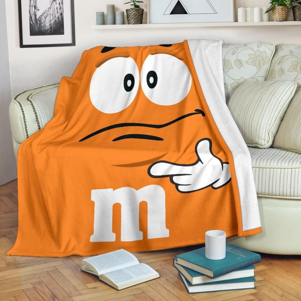 Orange M&m Fleece Blanket Gift For Fan, Premium Comfy Sofa Throw Blanket Gift Orange M&m Fleece Blanket Gift For Fan, Premium Comfy Sofa Throw Blanket Gift