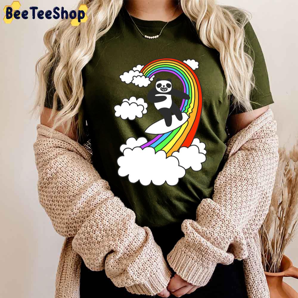 Pandas Surf Rainbows Unisex T-Shirt Pandas Surf Rainbows Unisex T-Shirt