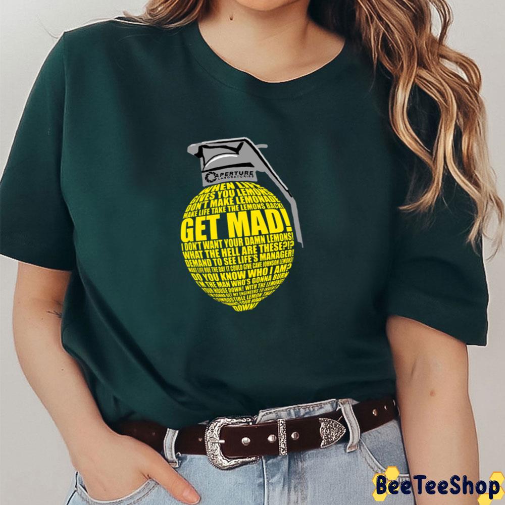 Portal 2 Cave Johnson Combustible Lemon Quote Unisex T-Shirt Portal 2 Cave Johnson Combustible Lemon Quote Unisex T-Shirt