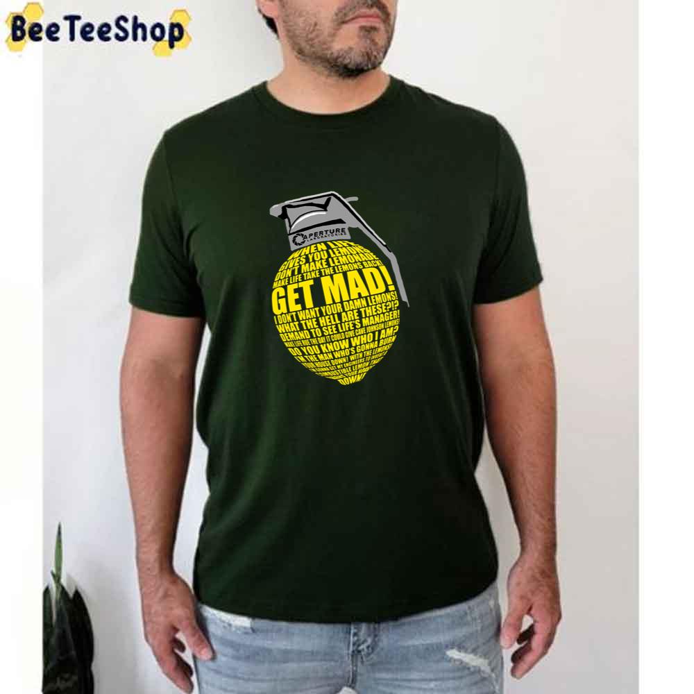 Portal 2 Cave Johnson Combustible Lemon Quote Unisex T-Shirt Portal 2 Cave Johnson Combustible Lemon Quote Unisex T-Shirt