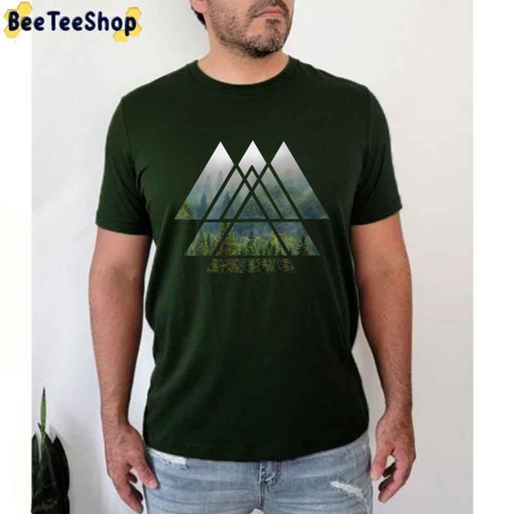 Sacred Geometry Triangles Misty Forest Unisex T-Shirt Sacred Geometry Triangles Misty Forest Unisex T-Shirt