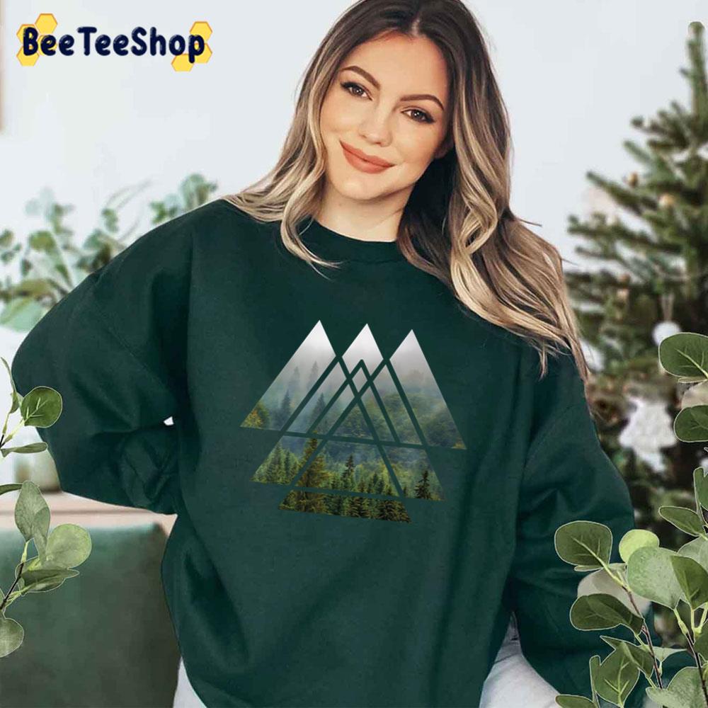 Sacred Geometry Triangles Misty Forest Unisex T-Shirt Sacred Geometry Triangles Misty Forest Unisex T-Shirt