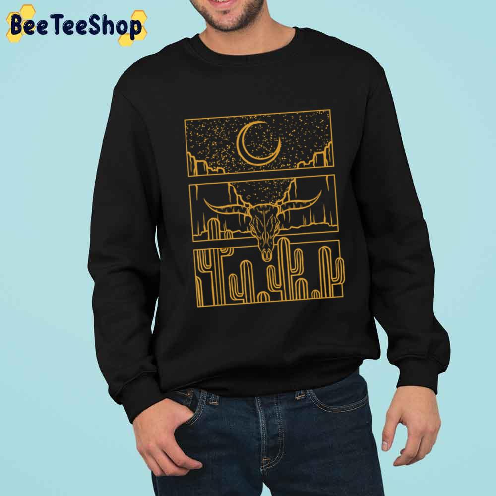 Skull Moon Cactus Desert Crescent Buffalo Western Unisex T-Shirt Skull Moon Cactus Desert Crescent Buffalo Western Unisex T-Shirt