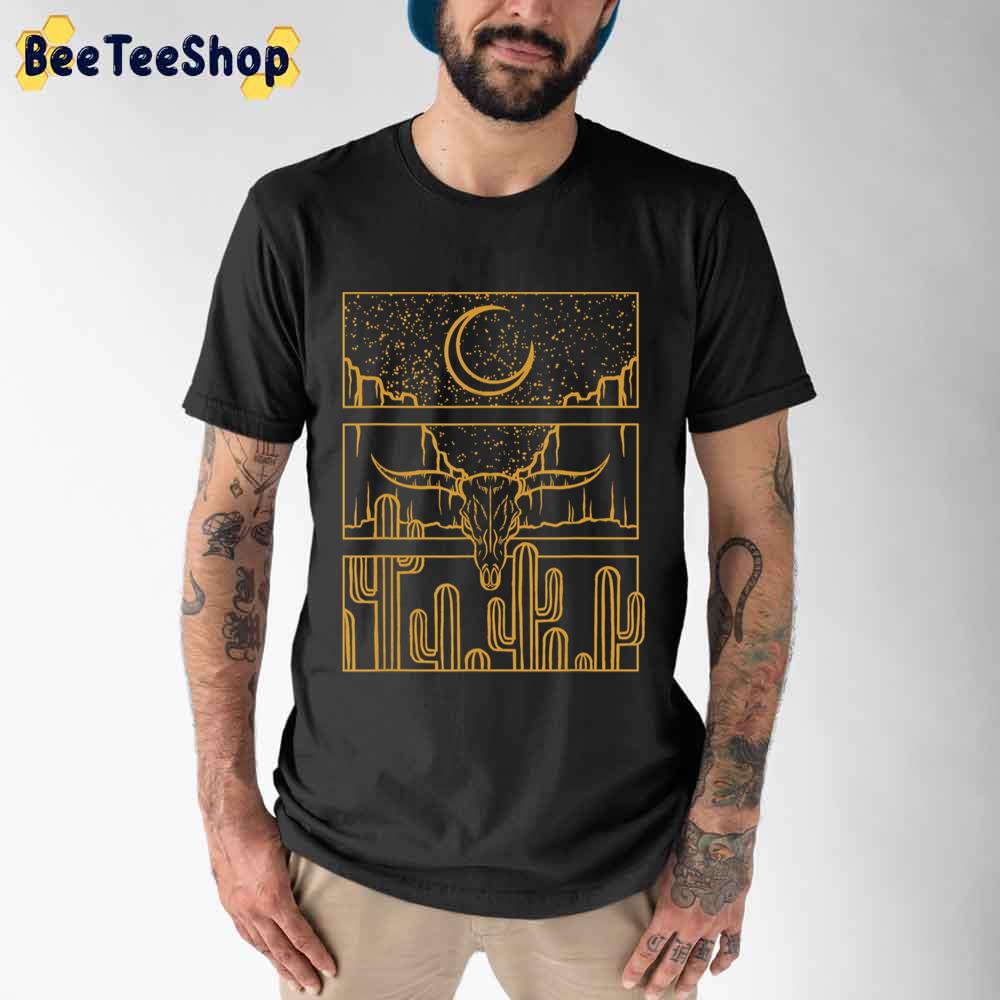 Skull Moon Cactus Desert Crescent Buffalo Western Unisex T-Shirt Skull Moon Cactus Desert Crescent Buffalo Western Unisex T-Shirt