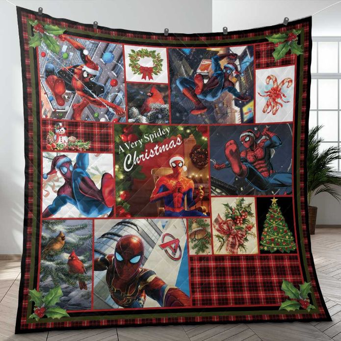 Spiderman Christmas Quilt, Spiderman Christmas Gift Spiderman Christmas Quilt, Spiderman Christmas Gift