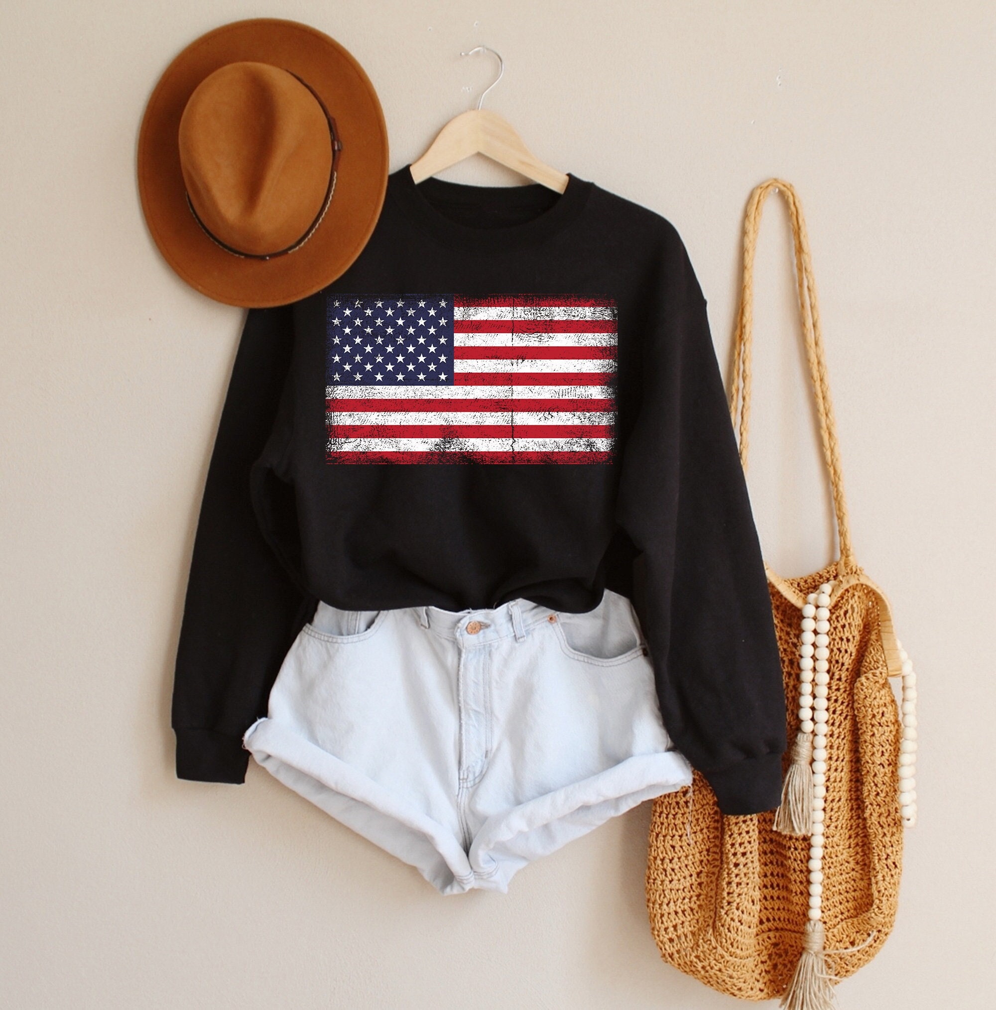Vintage Usa Flag Unisex Sweatshirt Memorial Day Unisex T-Shirt Vintage Usa Flag Unisex Sweatshirt Memorial Day Unisex T-Shirt