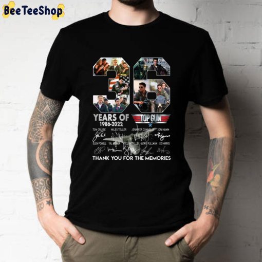 36 Years 1986 2022 Top Gun Thank You For The Memories Signatures Unisex T-Shirt