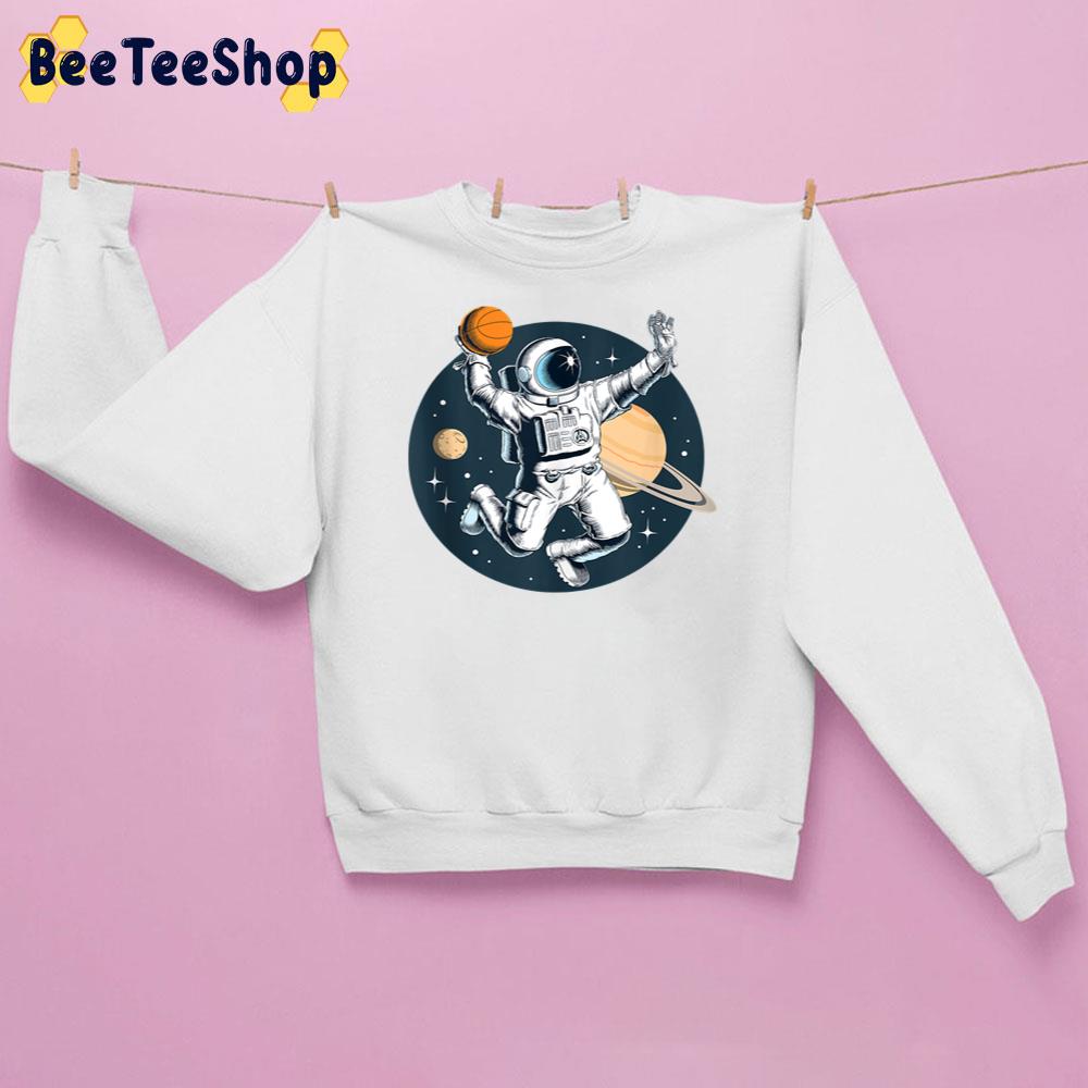 Astronaut Dunking Basketball In Space Among Planets Graphic Unisex Sweatshirt Astronaut Dunking Basketball In Space Among Planets Graphic Unisex Sweatshirt