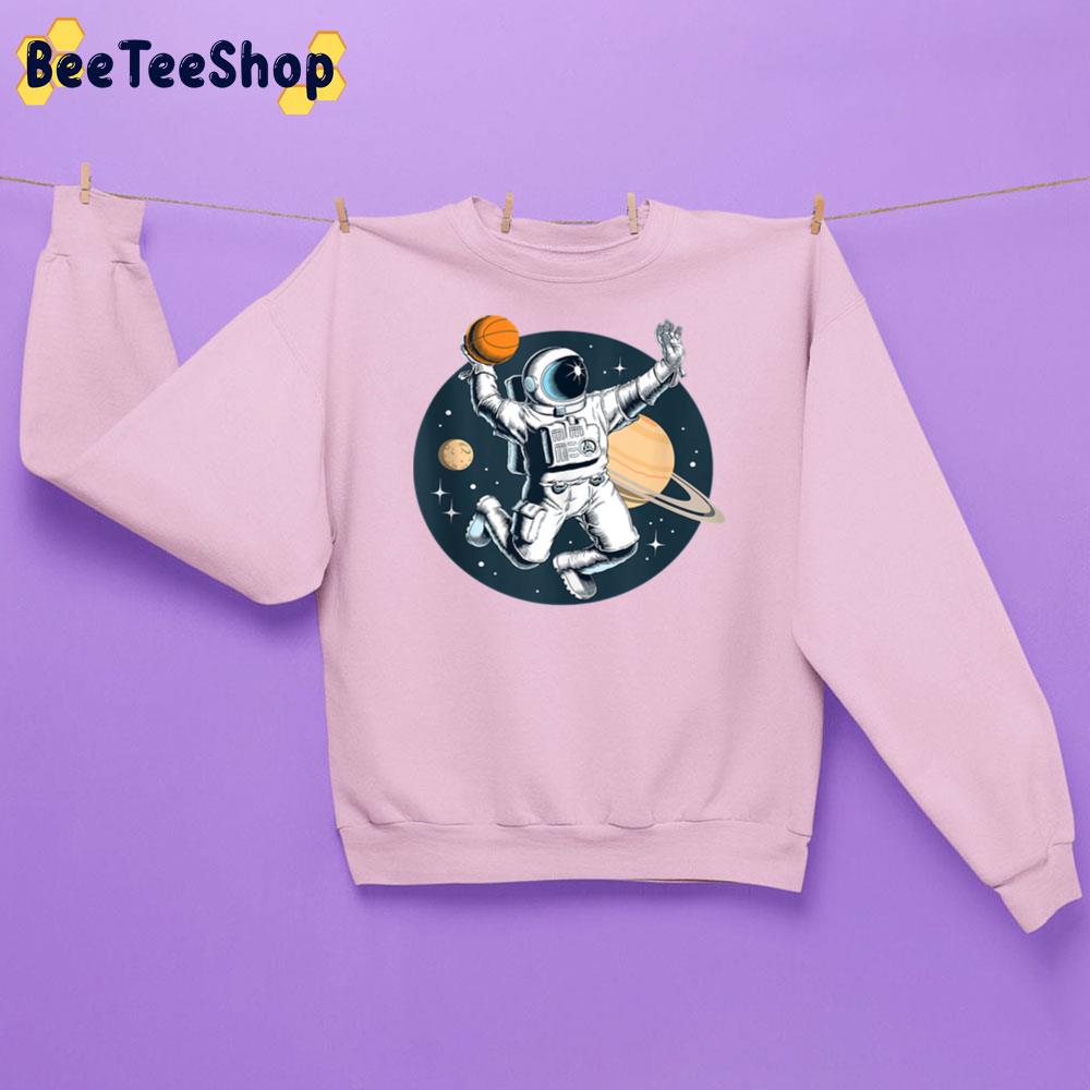 Astronaut Dunking Basketball In Space Among Planets Graphic Unisex Sweatshirt Astronaut Dunking Basketball In Space Among Planets Graphic Unisex Sweatshirt