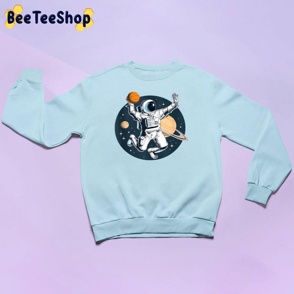 Astronaut Dunking Basketball In Space Among Planets Graphic Unisex Sweatshirt Astronaut Dunking Basketball In Space Among Planets Graphic Unisex Sweatshirt