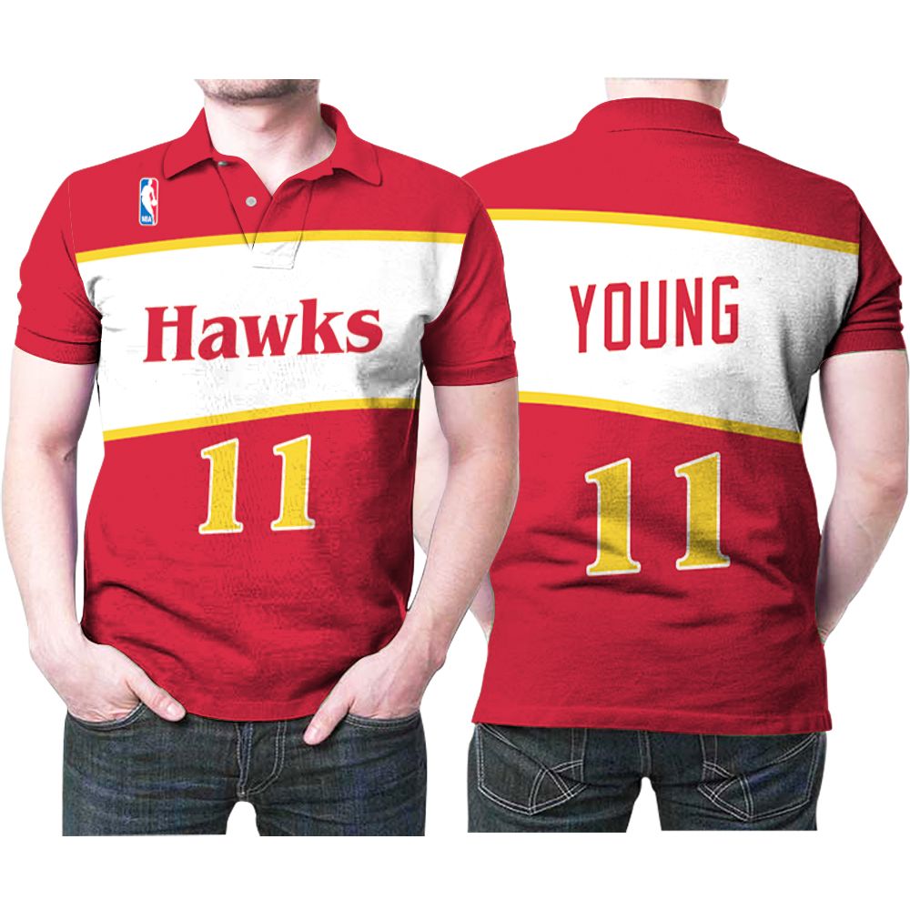 Atlanta Hawks Trae Young #11 Nba Logo Mitchell Ness 1986 87 Hardwood Classics Swingman Red 3d Designed Allover Gift For Atlanta Fans Polo Shirt Atlanta Hawks Trae Young #11 Nba Logo Mitchell Ness 1986 87 Hardwood Classics Swingman Red 3d Designed Allover Gift For Atlanta Fans Polo Shirt