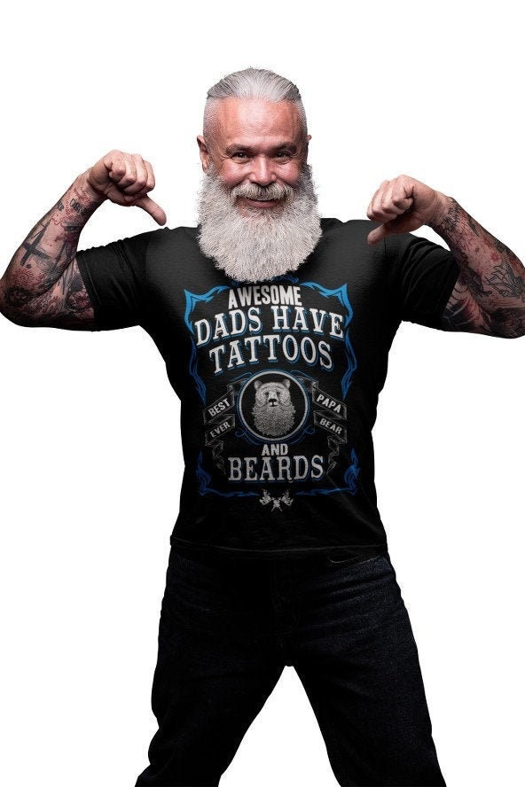 Awesome Dads Have Tattoos And Beards Mens Funny Father's Day Unisex T-Shirt Awesome Dads Have Tattoos And Beards Mens Funny Father's Day Unisex T-Shirt