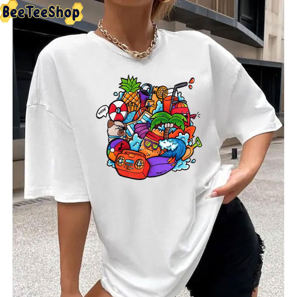 Beach Doodle Digital Art Unisex T-Shirt Beach Doodle Digital Art Unisex T-Shirt