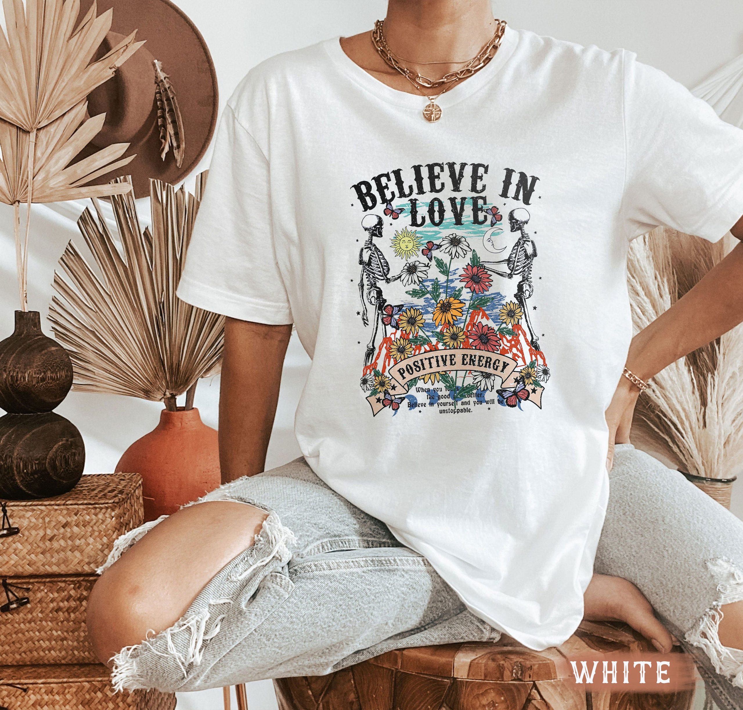 Believe In Love Positive Energy For Love Skeleton Couple Unisex T-Shirt Believe In Love Positive Energy For Love Skeleton Couple Unisex T-Shirt