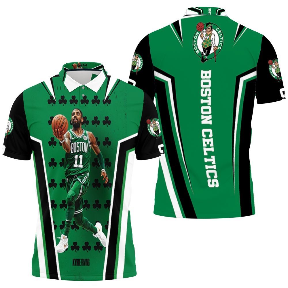 Boston Celtics Kyrie Irving 11 Shamrock Polo Shirt All Over Print Shirt 3d T-shirt Boston Celtics Kyrie Irving 11 Shamrock Polo Shirt All Over Print Shirt 3d T-shirt