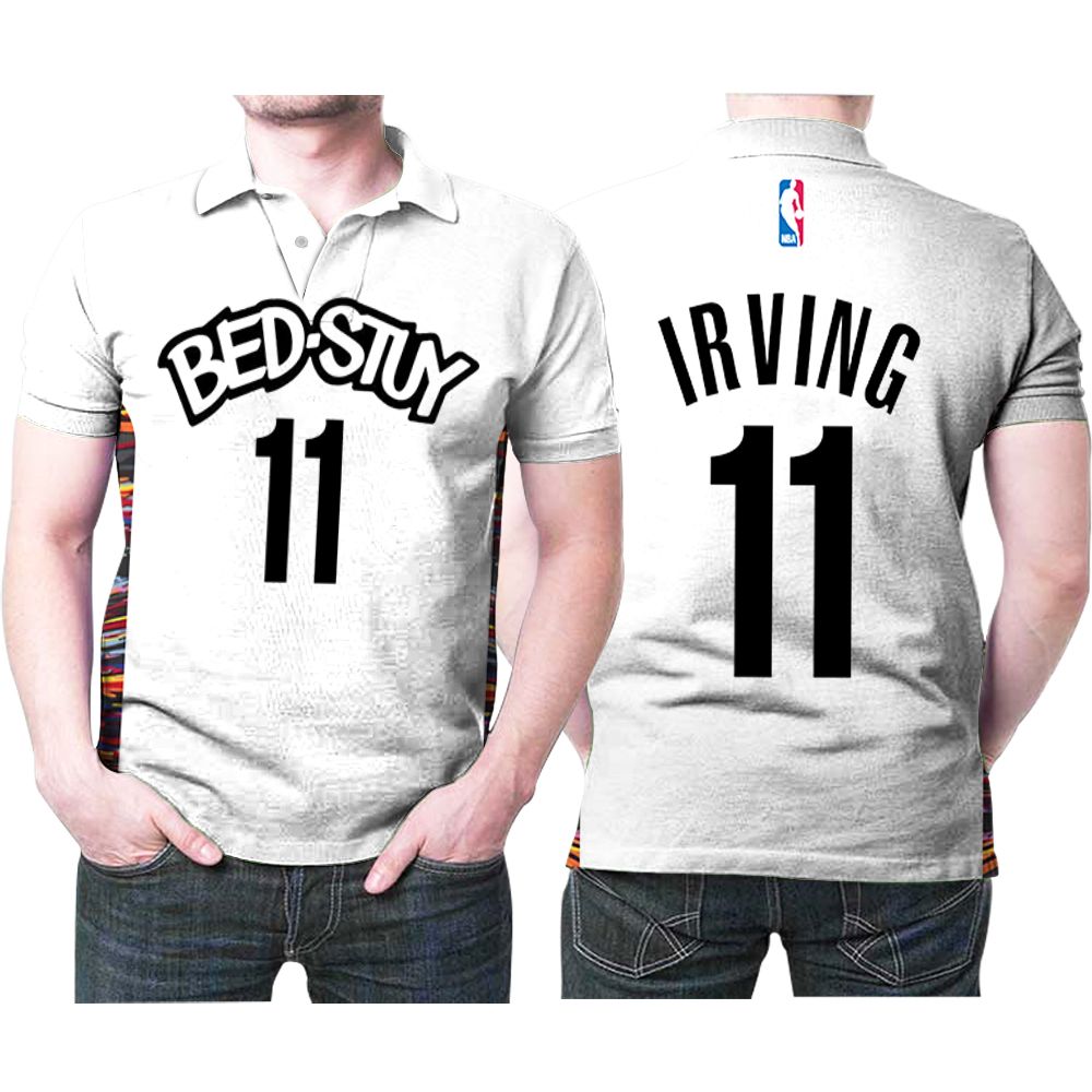 Brooklyn Nets Bed-study Kyrie Irving #11 Nba Basketball 2020 City Edition New Arrival White Gift For Brooklyn Fans Polo Shirt Brooklyn Nets Bed-study Kyrie Irving #11 Nba Basketball 2020 City Edition New Arrival White Gift For Brooklyn Fans Polo Shirt