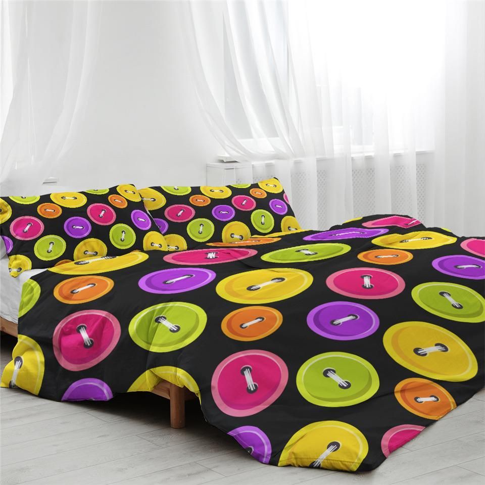 Buttons Black Cotton Bedding Sets Buttons Black Cotton Bedding Sets