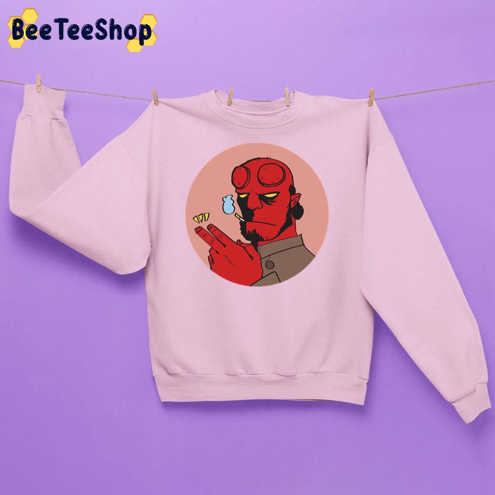 Cartoon Art Hellboy Smoking Unisex Sweathirt Cartoon Art Hellboy Smoking Unisex Sweathirt