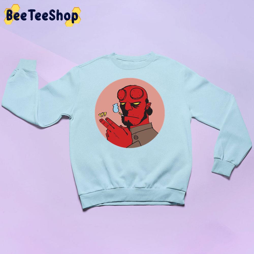 Cartoon Art Hellboy Smoking Unisex Sweathirt Cartoon Art Hellboy Smoking Unisex Sweathirt