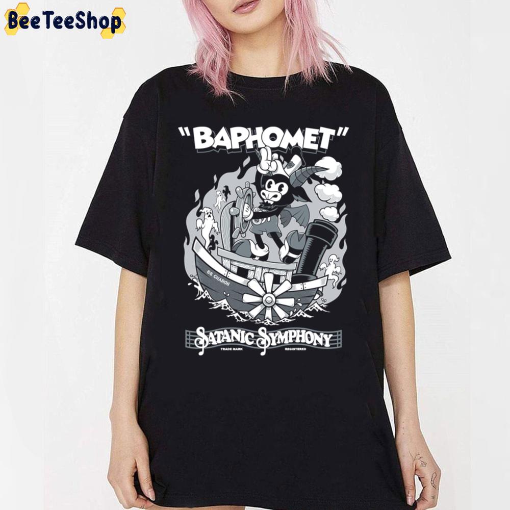 Cartoon Baphomet Steamboat Baphy Occult Satanic Symphony Unisex T-Shirt Cartoon Baphomet Steamboat Baphy Occult Satanic Symphony Unisex T-Shirt