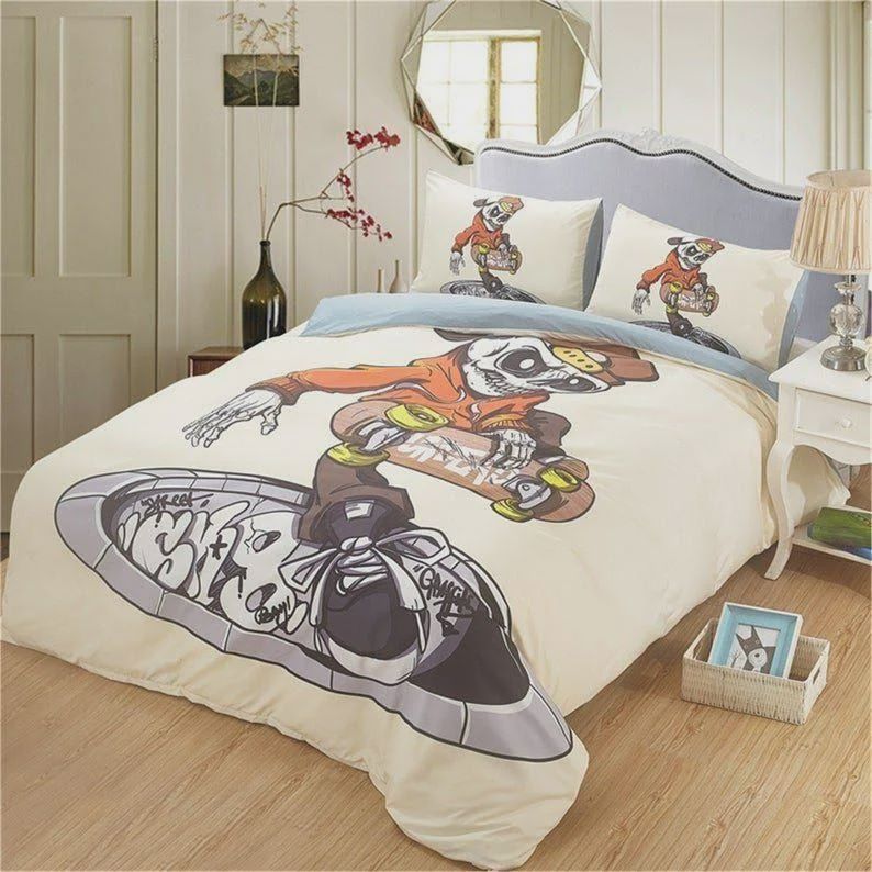 Cartoon Skateboard Skull Cotton Bedding Sets Cartoon Skateboard Skull Cotton Bedding Sets
