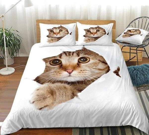 Cat Looking Up Cotton Bedding Sets Cat Looking Up Cotton Bedding Sets