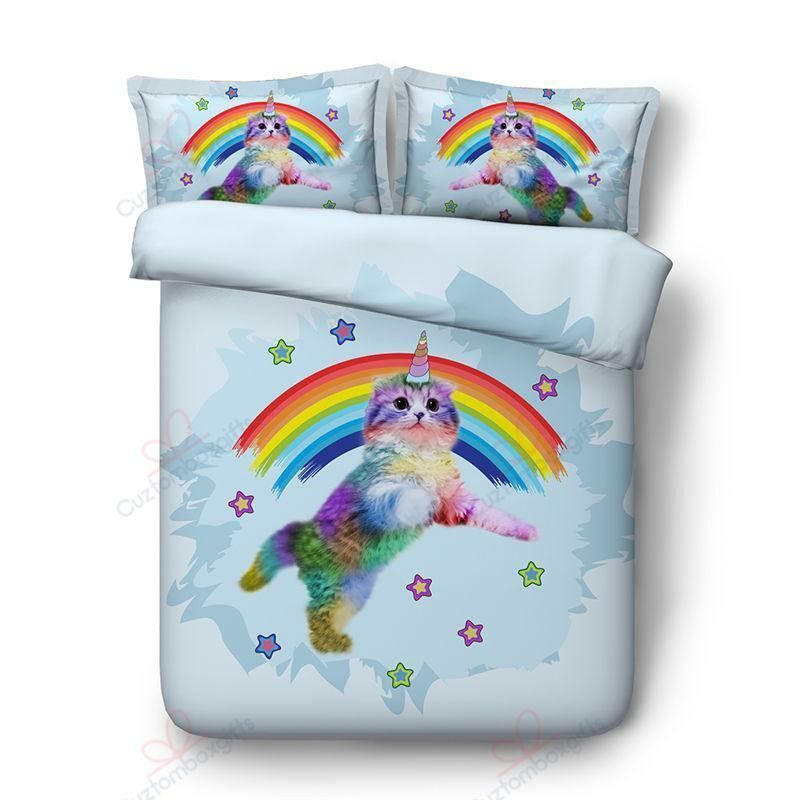 Cat Unicorn Rainbow Cotton Bedding Sets Cat Unicorn Rainbow Cotton Bedding Sets