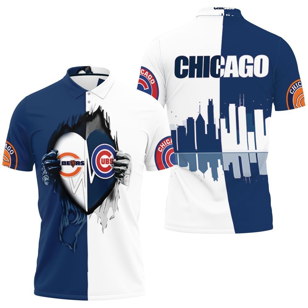Chicago Bears And Chicago Cubs Heartbeat Love Ripped 3d Polo Shirt Jersey All Over Print Shirt 3d T-shirt Chicago Bears And Chicago Cubs Heartbeat Love Ripped 3d Polo Shirt Jersey All Over Print Shirt 3d T-shirt