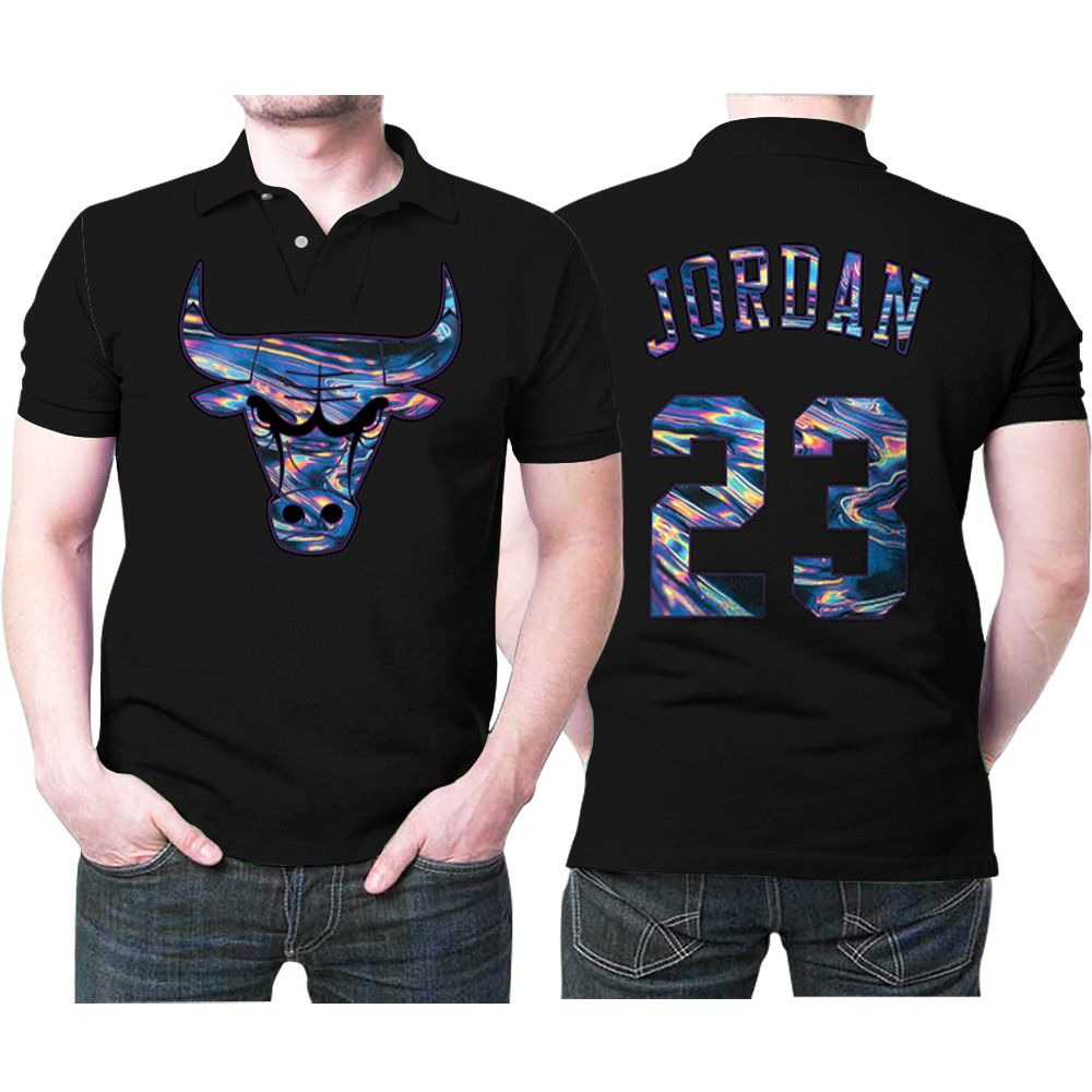 Chicago Bulls Michael Jordan 23 Legend Player Nba Basketball Iridescent Holographic Black Jersey Style Bulls Fans Jordan Lovers Polo Shirt Chicago Bulls Michael Jordan 23 Legend Player Nba Basketball Iridescent Holographic Black Jersey Style Bulls Fans Jordan Lovers Polo Shirt
