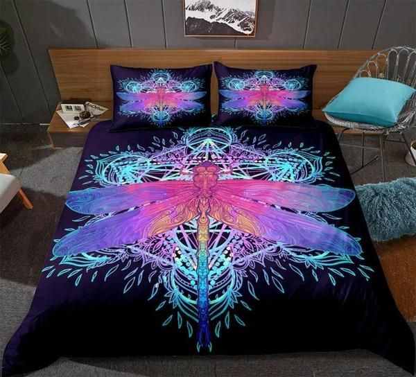 Colorful Dragonfly Pattern Cotton Bedding Sets Colorful Dragonfly Pattern Cotton Bedding Sets