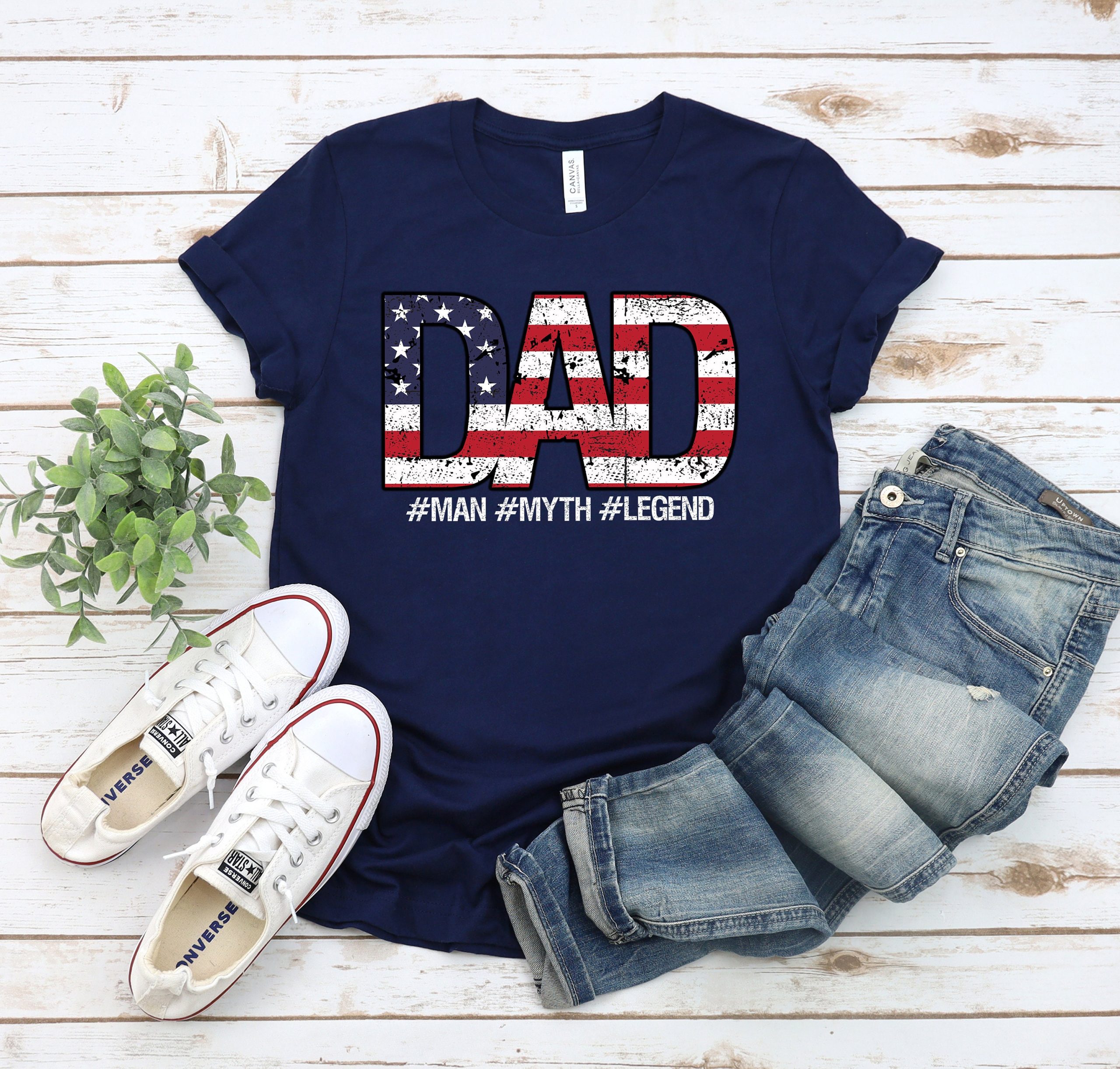 Dad American Flag Dad Man Myth Legend Father's Day Unisex T-Shirt Dad American Flag Dad Man Myth Legend Father's Day Unisex T-Shirt