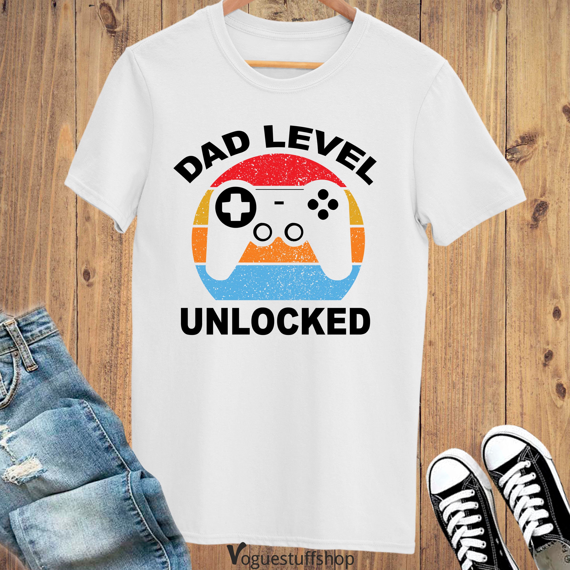 Dad Level Unlocked Gamer Father's Day Vintage Art Unisex Shirt Dad Level Unlocked Gamer Father's Day Vintage Art Unisex Shirt